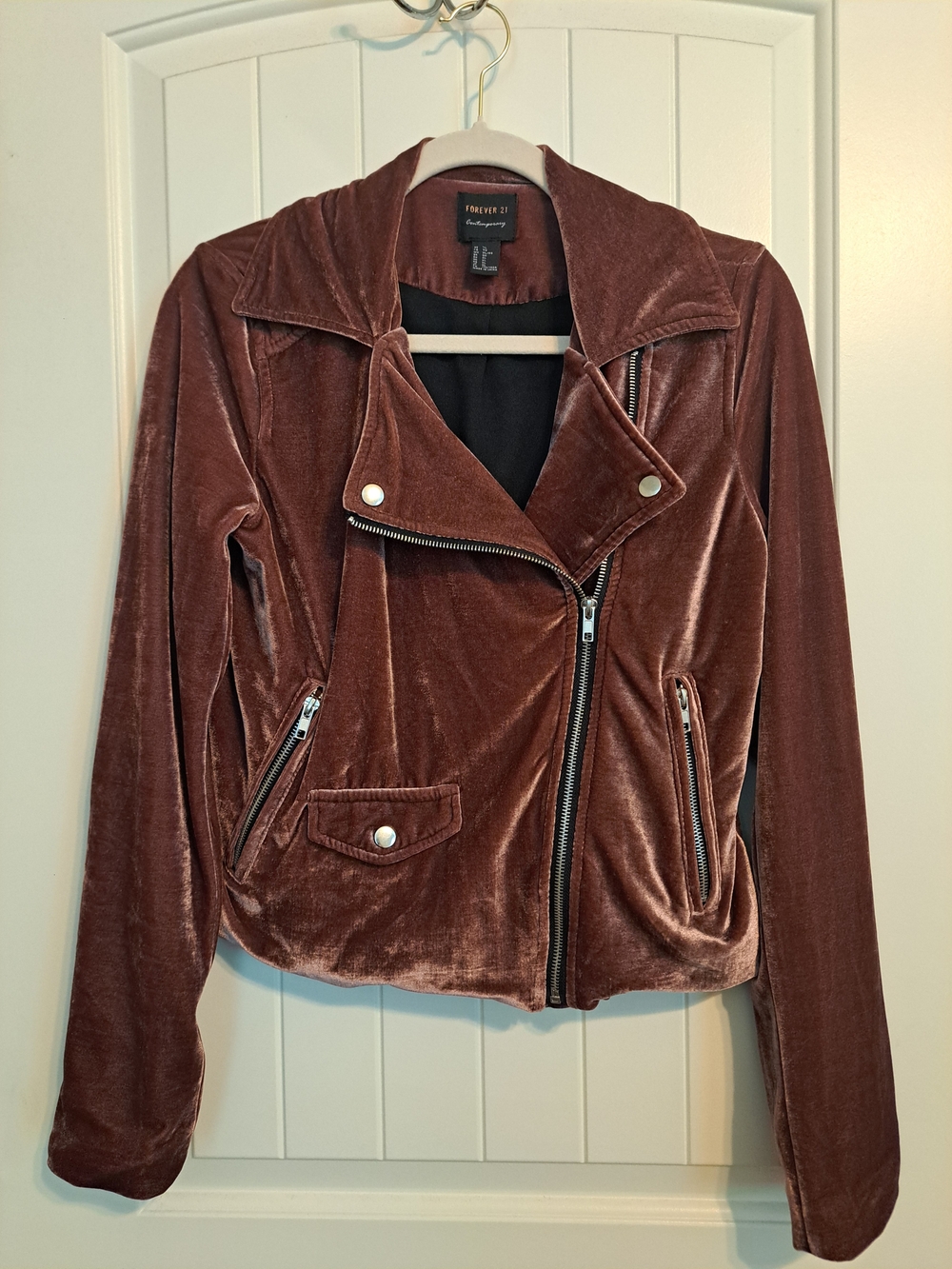Crushed Velvet Moto Jacket Biker Coat Soft Grunge Indie XL Like New